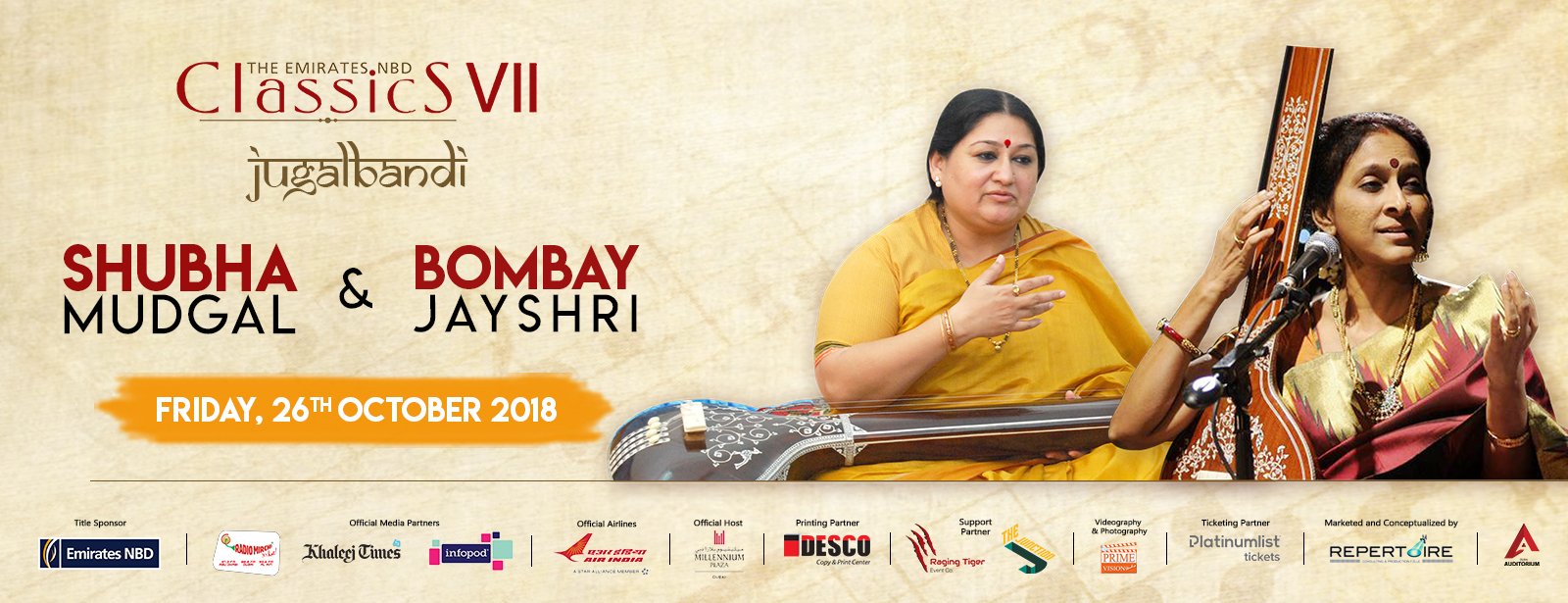Shubha Mudgal and Bombay Jayashri – Live concert - Coming Soon in UAE