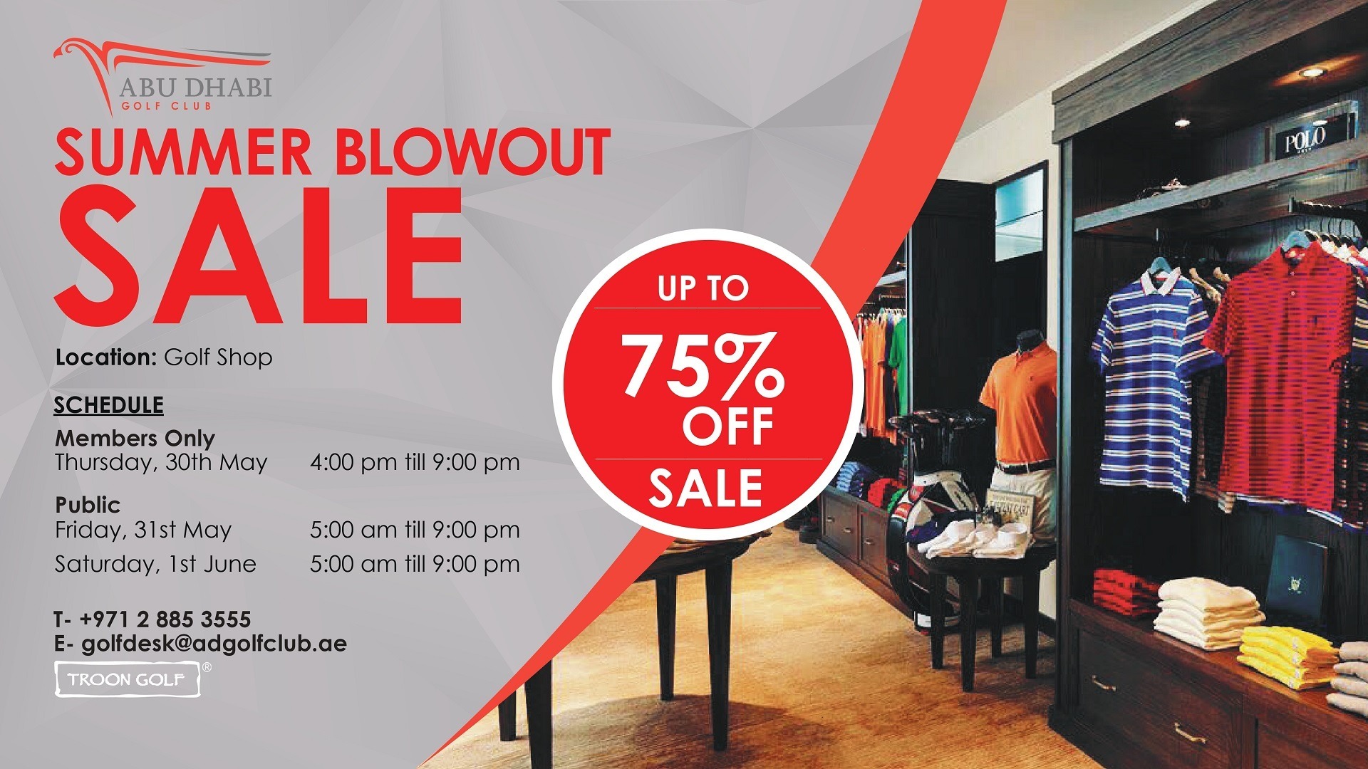 Summer Blowout sale at Abu Dhabi Golf Club - Coming Soon in UAE